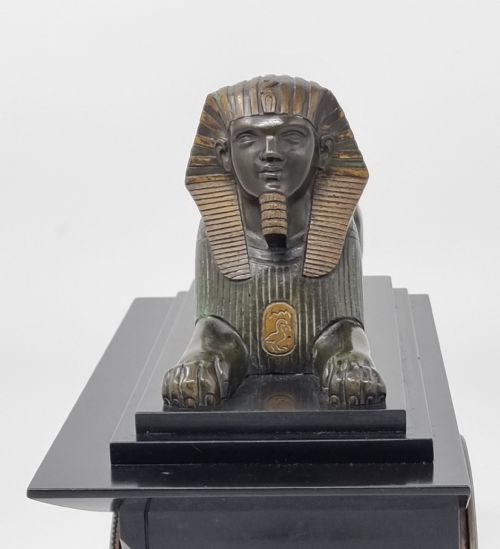 19TH CENTURY EGYPTIAN REVIVAL MANTEL CLOCK WITH BRONZE SPHINX - ADDITIONAL PHOTO 22