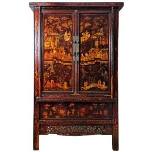 18th century chinese lacquered cabinet qing dynasty - CATEGORY: ANTIQUE CABINETS - DATED 18TH CENTURY