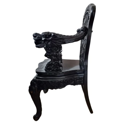 JAPANESE MEIJI PERIOD CARVED DRAGON CHAIR ARMCHAIR C 1900 - ADDITIONAL PHOTO 2