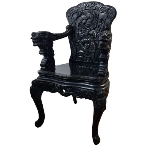 japanese meiji period carved dragon chair armchair c 1900 - CATEGORY: ANTIQUE CHAIRS - DATED 19TH CENTURY