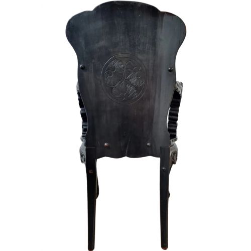 JAPANESE MEIJI PERIOD CARVED DRAGON CHAIR ARMCHAIR C 1900 - ADDITIONAL PHOTO 9