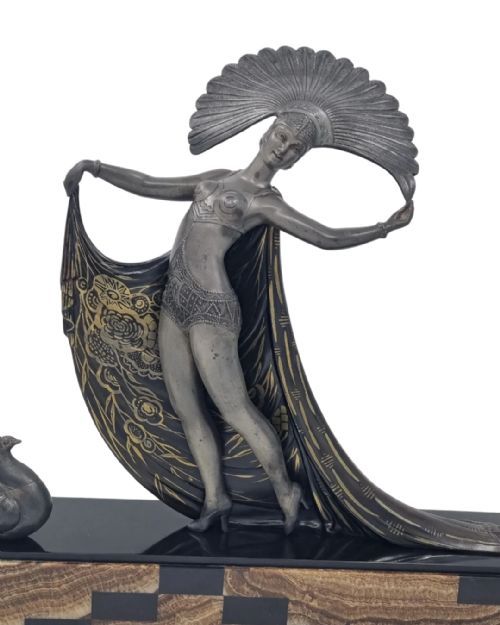 ART DECO SCULPTURE CABARET DANCER WITH PEACOCK BY GIBERT - ADDITIONAL PHOTO 5