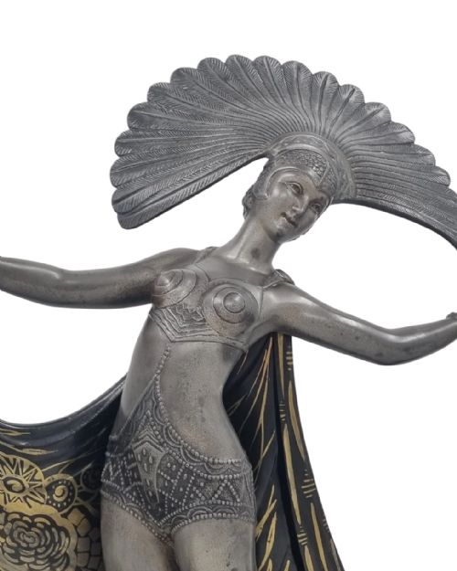ART DECO SCULPTURE CABARET DANCER WITH PEACOCK BY GIBERT - ADDITIONAL PHOTO 6