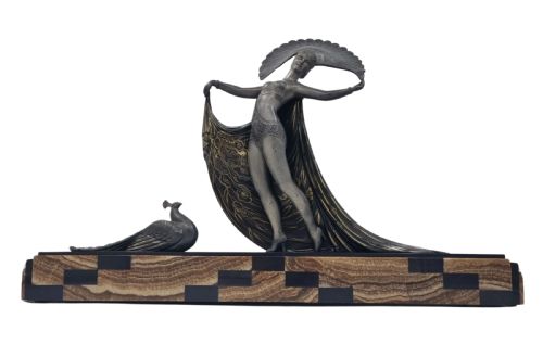 ART DECO SCULPTURE CABARET DANCER WITH PEACOCK BY GIBERT - ADDITIONAL PHOTO 9