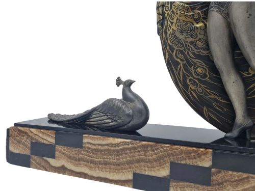 ART DECO SCULPTURE CABARET DANCER WITH PEACOCK BY GIBERT - ADDITIONAL PHOTO 11