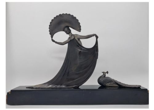 ART DECO SCULPTURE CABARET DANCER WITH PEACOCK BY GIBERT - ADDITIONAL PHOTO 12