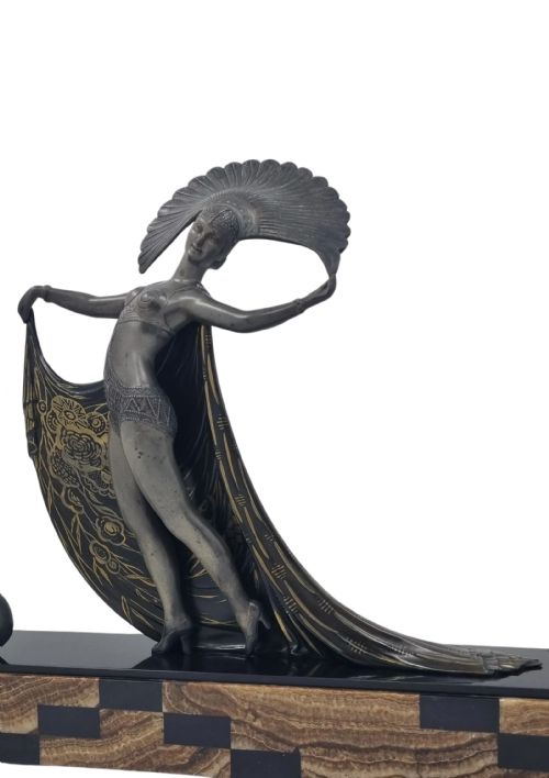 ART DECO SCULPTURE CABARET DANCER WITH PEACOCK BY GIBERT - ADDITIONAL PHOTO 13
