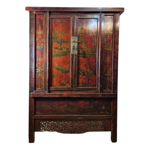 18th century chinese red lacquered cabinet qing dynasty shanxi province - CATEGORY: ANTIQUE CUPBOARDS - DATED 18TH CENTURY