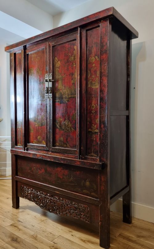 18TH CENTURY CHINESE RED LACQUERED CABINET QING DYNASTY SHANXI PROVINCE - ADDITIONAL PHOTO 1