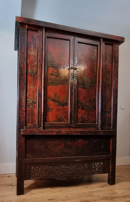 18TH CENTURY CHINESE RED LACQUERED CABINET QING DYNASTY SHANXI PROVINCE - ADDITIONAL PHOTO 2