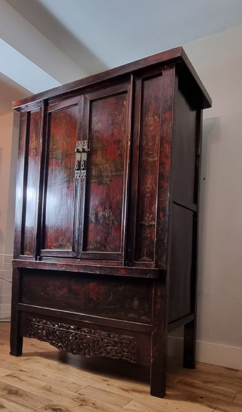 18TH CENTURY CHINESE RED LACQUERED CABINET QING DYNASTY SHANXI PROVINCE - ADDITIONAL PHOTO 3