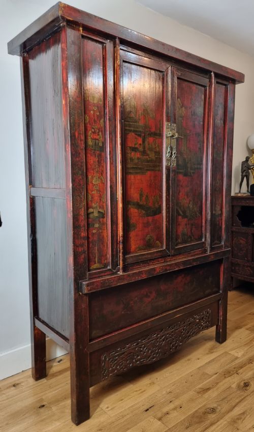 18TH CENTURY CHINESE RED LACQUERED CABINET QING DYNASTY SHANXI PROVINCE - ADDITIONAL PHOTO 4