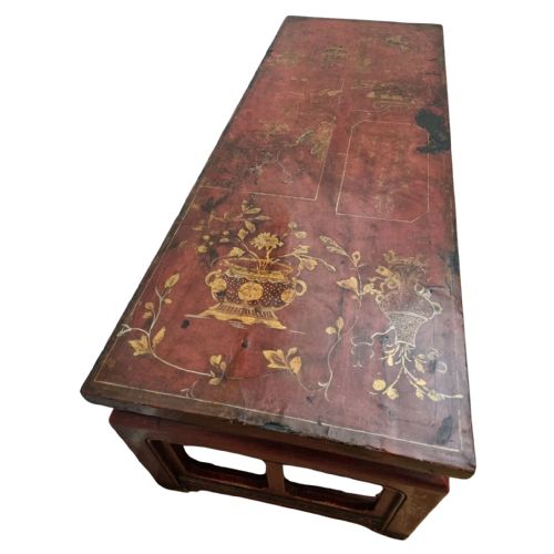 19TH CENTURY RED LACQUERED CHINESE LOW COFFEE TABLE - ADDITIONAL PHOTO 5