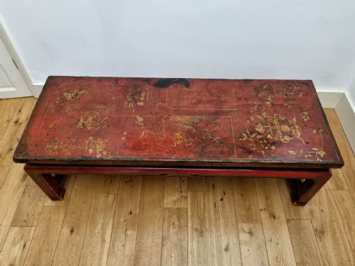 19TH CENTURY RED LACQUERED CHINESE LOW COFFEE TABLE - ADDITIONAL PHOTO 6