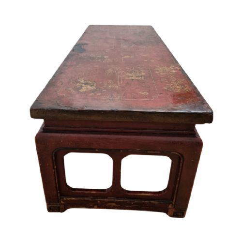 19TH CENTURY RED LACQUERED CHINESE LOW COFFEE TABLE - ADDITIONAL PHOTO 9