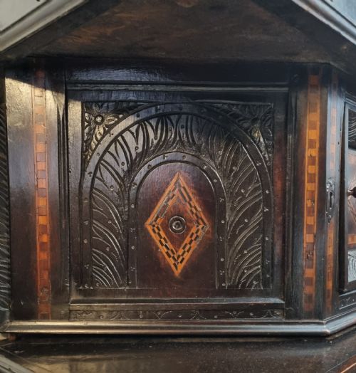 fig 1. 16th Century Elizabethan Inlaid Oak Livery Cupboard