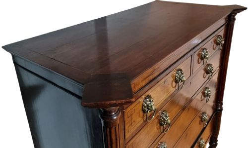 19TH CENTURY REGENCY PERIOD NEOCLASSICAL EGYPTIAN REVIVAL MAHOGANY CHEST ON STAND - ADDITIONAL PHOTO 3