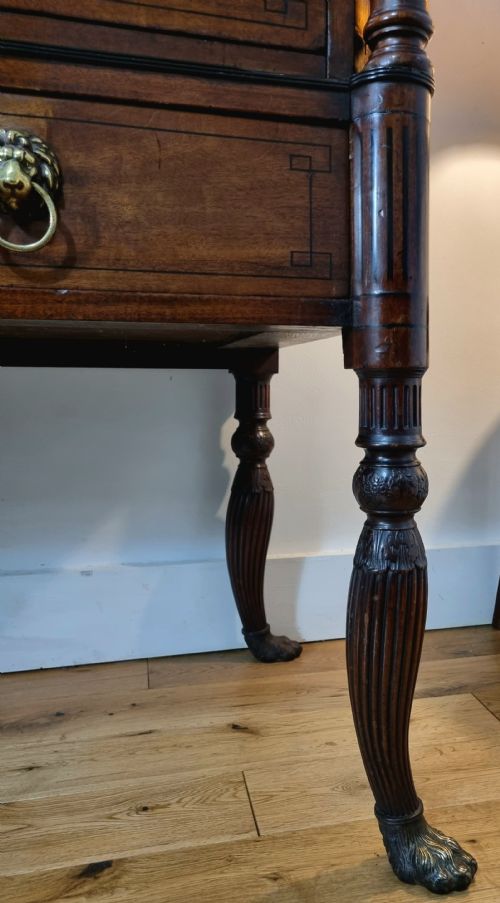 19TH CENTURY REGENCY PERIOD NEOCLASSICAL EGYPTIAN REVIVAL MAHOGANY CHEST ON STAND - ADDITIONAL PHOTO 6