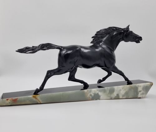 ART DECO SCULPTURE OF GALLOPING HORSE BY GONEZ CIRCA 1920S - ADDITIONAL PHOTO 1