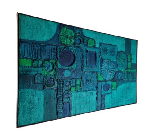 20TH CENTURY ABSTRACT BRUTALIST PAINTING BY ROWLAND FADE - ADDITIONAL PHOTO 6