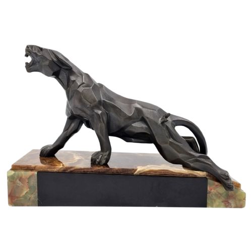 art deco sculpture cubist panther by a notari - CATEGORY: ANTIQUE SCULPTURES - DATED 1930