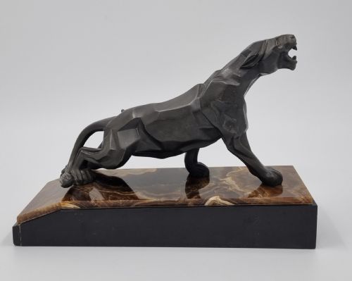 ART DECO SCULPTURE CUBIST PANTHER BY A NOTARI - ADDITIONAL PHOTO 1