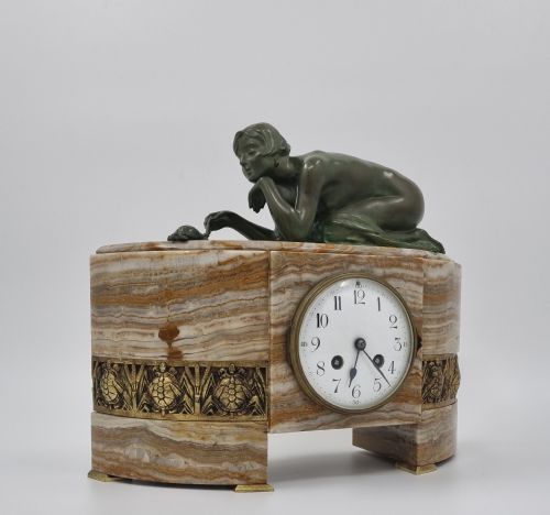 ART DECO BRONZE CLOCK GARNITURE SET PATIENCE BY SUZANNE BIZARD CIRCA 1925 - ADDITIONAL PHOTO 10