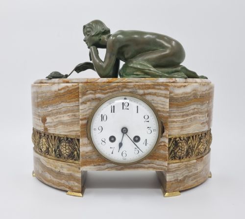 ART DECO BRONZE CLOCK GARNITURE SET PATIENCE BY SUZANNE BIZARD CIRCA 1925 - ADDITIONAL PHOTO 13