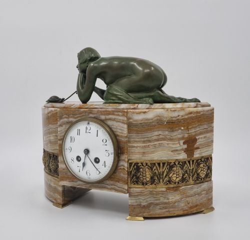 ART DECO BRONZE CLOCK GARNITURE SET PATIENCE BY SUZANNE BIZARD CIRCA 1925 - ADDITIONAL PHOTO 20