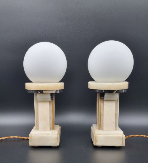 ART DECO MANTEL CLOCK SET WITH PAIR OF LAMPS BY SALVADO - ADDITIONAL PHOTO 4