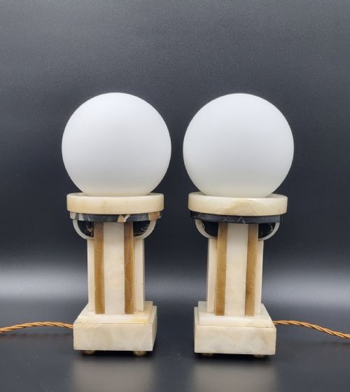ART DECO MANTEL CLOCK SET WITH PAIR OF LAMPS BY SALVADO - ADDITIONAL PHOTO 6