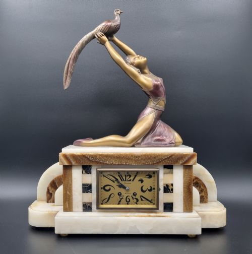 ART DECO MANTEL CLOCK SET WITH PAIR OF LAMPS BY SALVADO - ADDITIONAL PHOTO 15