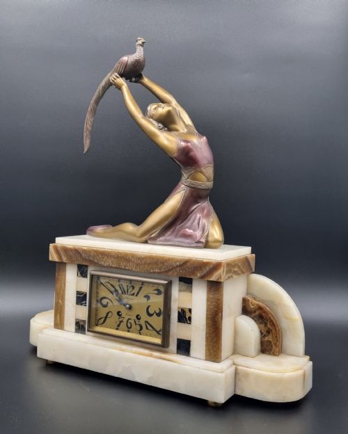 ART DECO MANTEL CLOCK SET WITH PAIR OF LAMPS BY SALVADO - ADDITIONAL PHOTO 16
