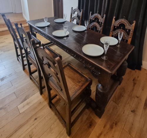 17TH CENTURY OAK REFECTORY TABLE AND SIX 17TH CENTURY OAK DINING CHAIRS - ADDITIONAL PHOTO 13