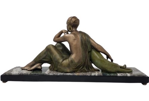 ART DECO SCULPTURE NUDE WITH PANTHER BY GODARD C 1920S - ADDITIONAL PHOTO 5