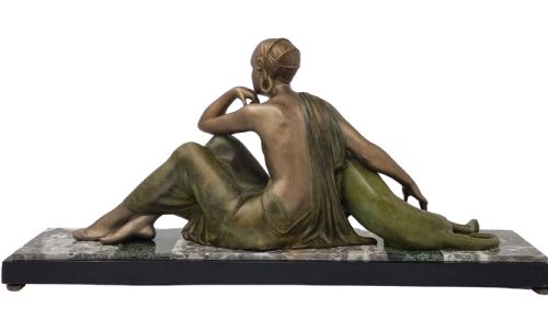 ART DECO SCULPTURE NUDE WITH PANTHER BY GODARD C 1920S - ADDITIONAL PHOTO 6