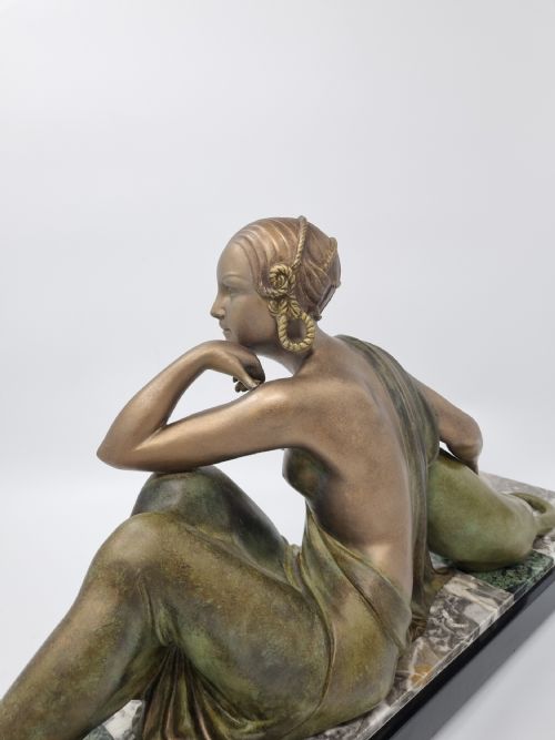 ART DECO SCULPTURE NUDE WITH PANTHER BY GODARD C 1920S - ADDITIONAL PHOTO 7