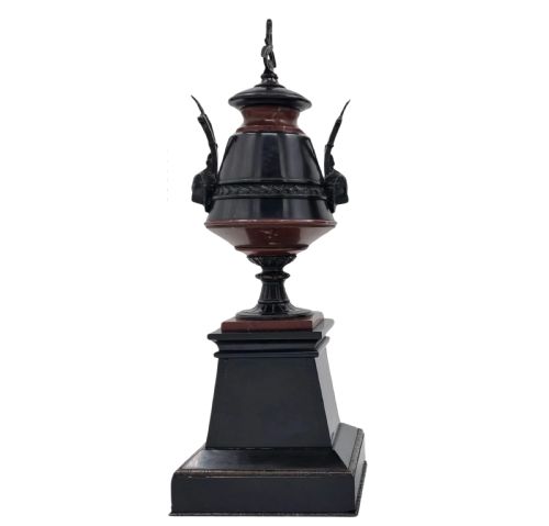 19TH CENTURY EGYPTIAN REVIVAL MARBLE AND BRONZE CASSOLETTES URNS - ADDITIONAL PHOTO 4