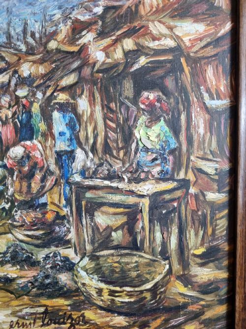 20TH CENTURY HAITIAN IMPRESSIONIST OIL PAINTING BY ERNST LOUIZOR - ADDITIONAL PHOTO 5