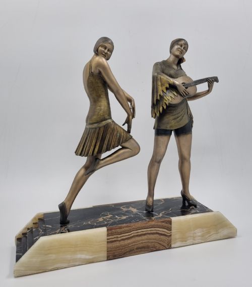ART DECO SCULPTURE DANCER AND MUSICIAN - ADDITIONAL PHOTO 2