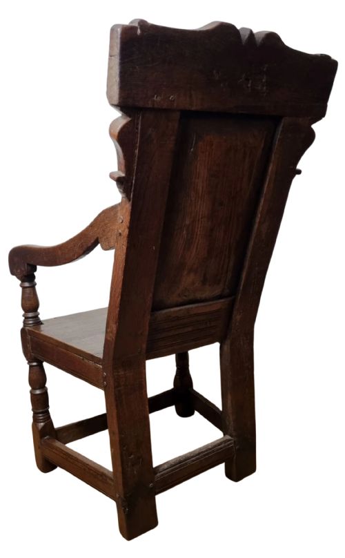 17TH CENTURY CHARLES II OAK WAINSCOT ARMCHAIR CIRCA 1680 - ADDITIONAL PHOTO 1