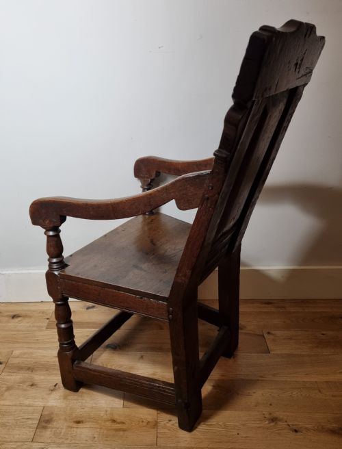 17TH CENTURY CHARLES II OAK WAINSCOT ARMCHAIR CIRCA 1680 - ADDITIONAL PHOTO 2