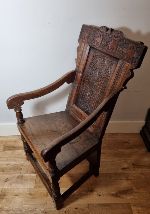 17TH CENTURY CHARLES II OAK WAINSCOT ARMCHAIR CIRCA 1680 - ADDITIONAL PHOTO 7
