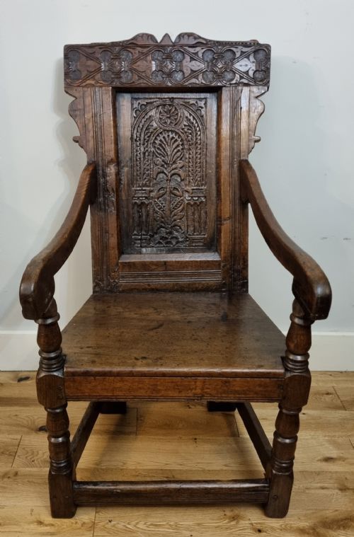 17TH CENTURY CHARLES II OAK WAINSCOT ARMCHAIR CIRCA 1680 - ADDITIONAL PHOTO 9