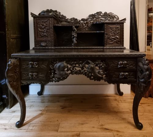 JAPANESE MAIJI PERIOD CARVED DESK CIRCA 1900 - ADDITIONAL PHOTO 1