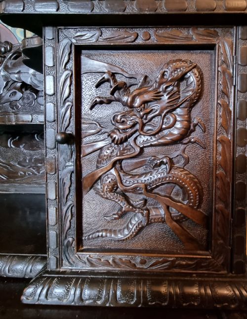 JAPANESE MAIJI PERIOD CARVED DESK CIRCA 1900 - ADDITIONAL PHOTO 7