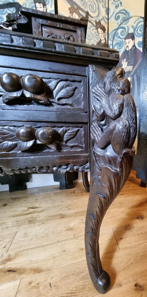 JAPANESE MAIJI PERIOD CARVED DESK CIRCA 1900 - ADDITIONAL PHOTO 8