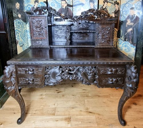 JAPANESE MAIJI PERIOD CARVED DESK CIRCA 1900 - ADDITIONAL PHOTO 10