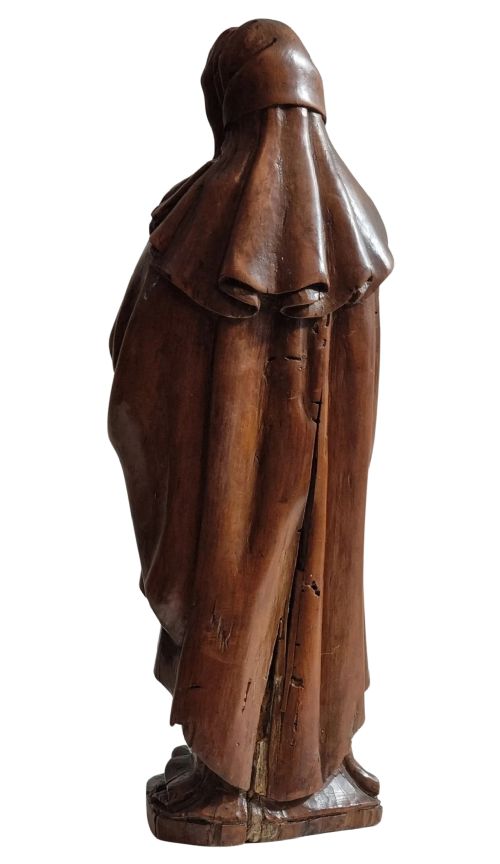 17TH CENTURY CARVED APPLEWOOD SCULPTURE OF THE LADY OF SORROW - ADDITIONAL PHOTO 2