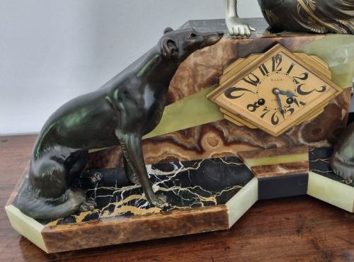 ART DECO CLOCK LADY AND GREYHOUNDS BY URIANO - ADDITIONAL PHOTO 7